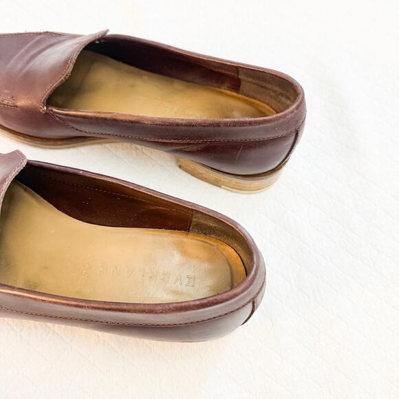 Everlane Pointy Toe Leather Dark Red Oxblood Flats Italy Size 9 - Picture 6 of 7